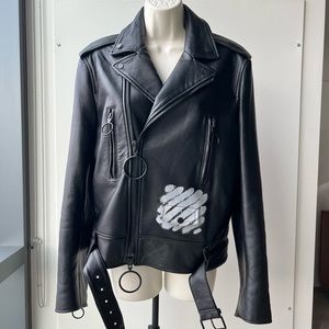 OFF-WHITE Genuine Leather Motorcycle jacket